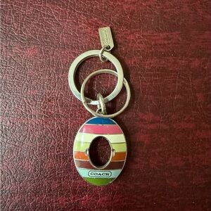 Coach Striped Keychain with Silver Accents